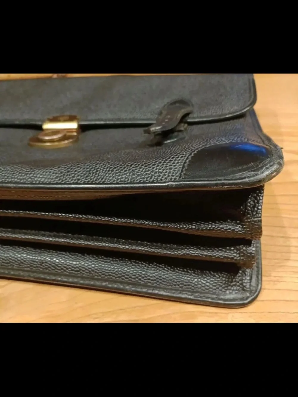 Mulberry Black Textured Leather Briefcase with Brass Lock